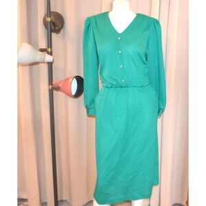 Vintage Dress Girl Loves Green 1980s Knit Style